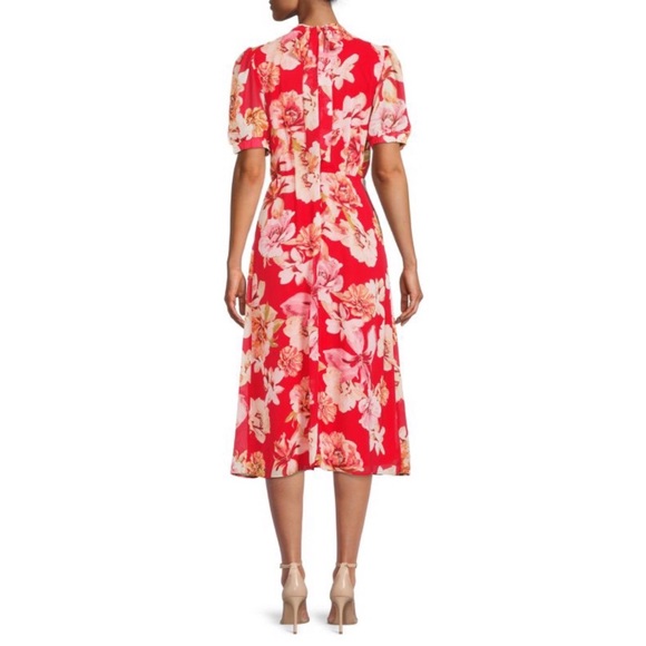 JULIA JORDAN red Floral Mockneck Midi A-Line Dress nwt - Picture 4 of 11